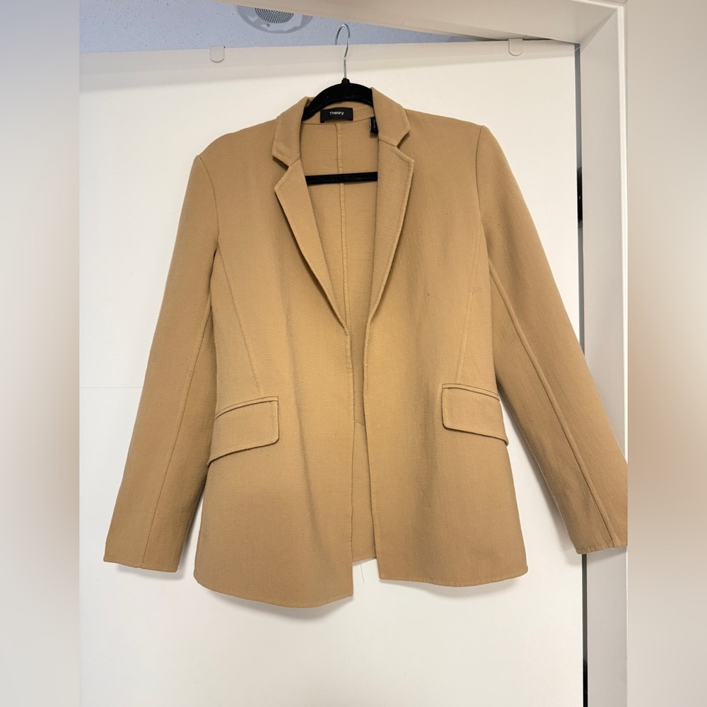 Theory - Camel Light Wool Blazer Jacket Size 4 Classic Tailored Workwear